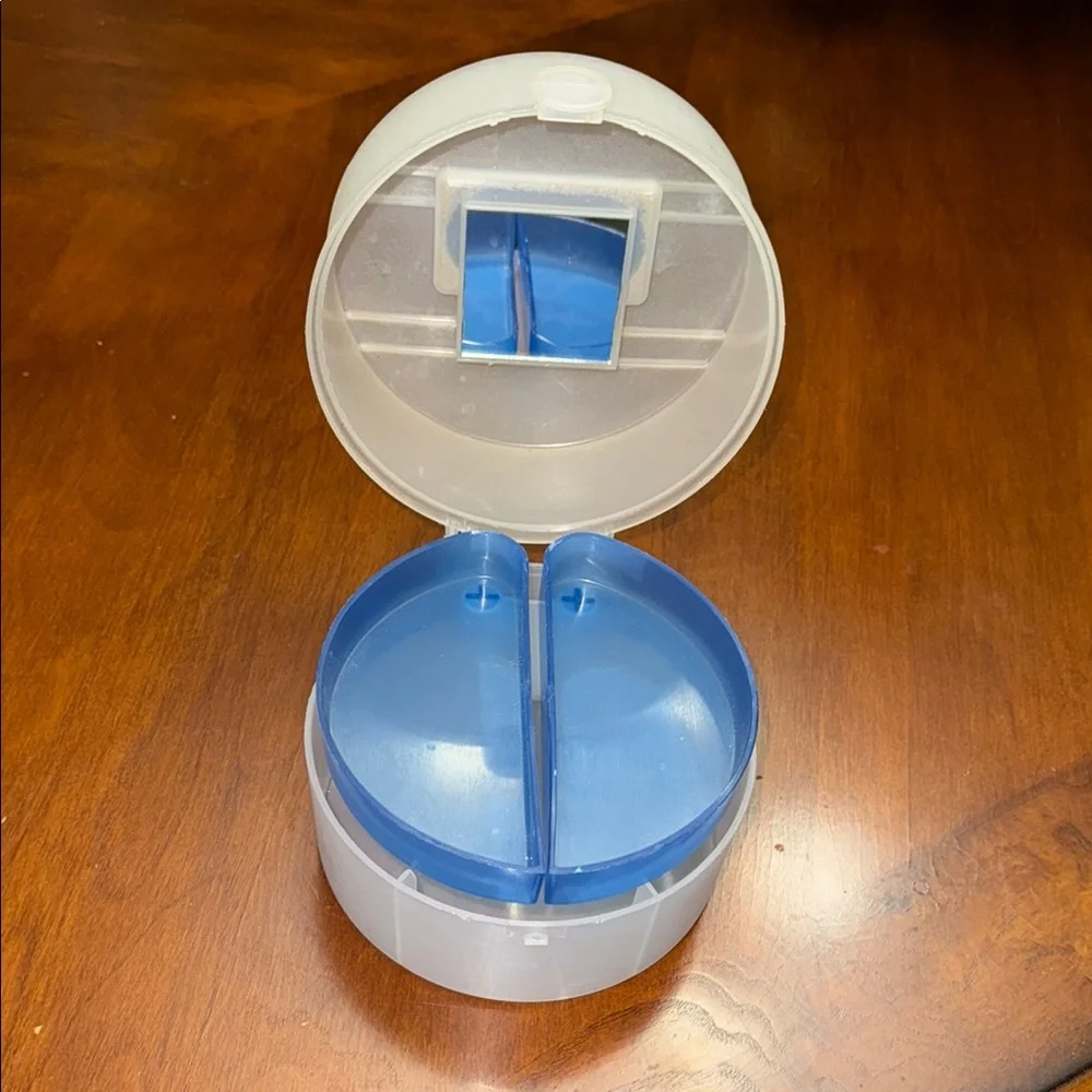 Round White and Blue Storage Organizer